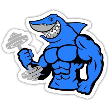 shark hai bodybuilding Hantel 1 - Sticker Größe S (10 x 10 cm) - Mattweiß - Vorne