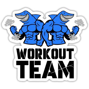 shark hai bodybuilding workout - Sticker Größe S (10 x 10 cm) - Mattweiß - Vorne