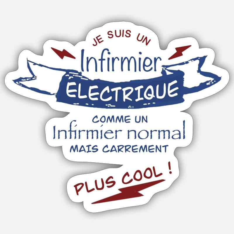 infirmier électrique - Sticker taille S (10 x 10 cm) - blanc mat