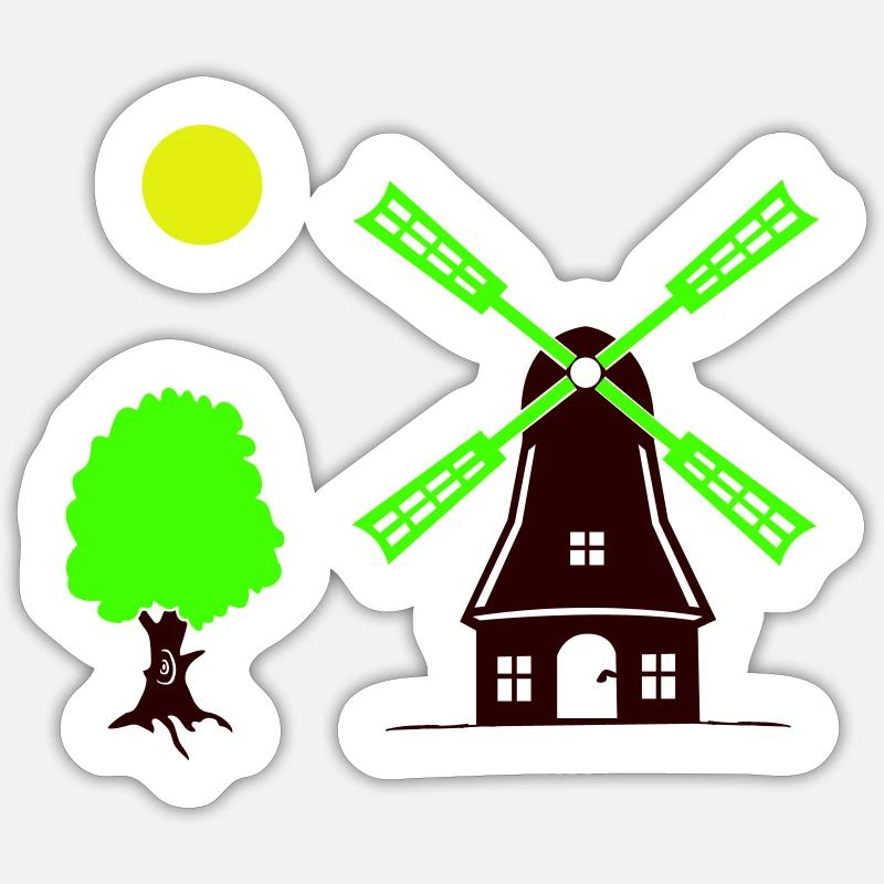 Windmill Tree - Sticker size S (10 x 10 cm) - white matte