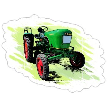Dieselross F12 Oldtimer Traktor - Sticker Größe S (10 x 10 cm) - Mattweiß - Vorne