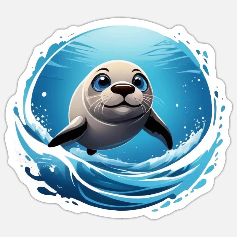 Robbe - Sticker Größe S (10 x 10 cm) - Mattweiß
