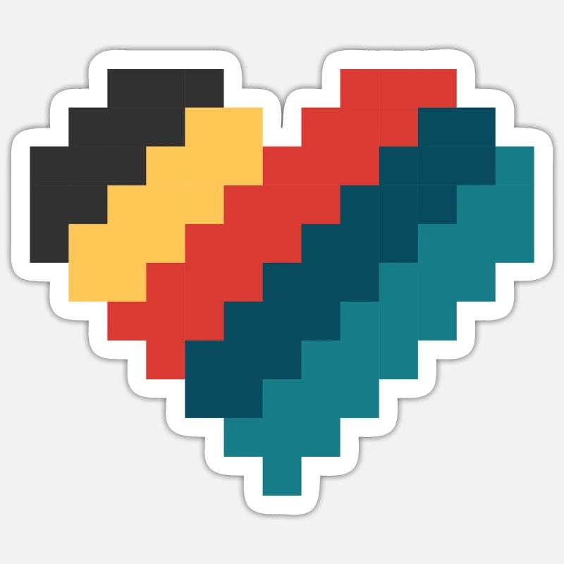 Coeur Pixel Rétro - Sticker taille S (10 x 10 cm) - blanc mat