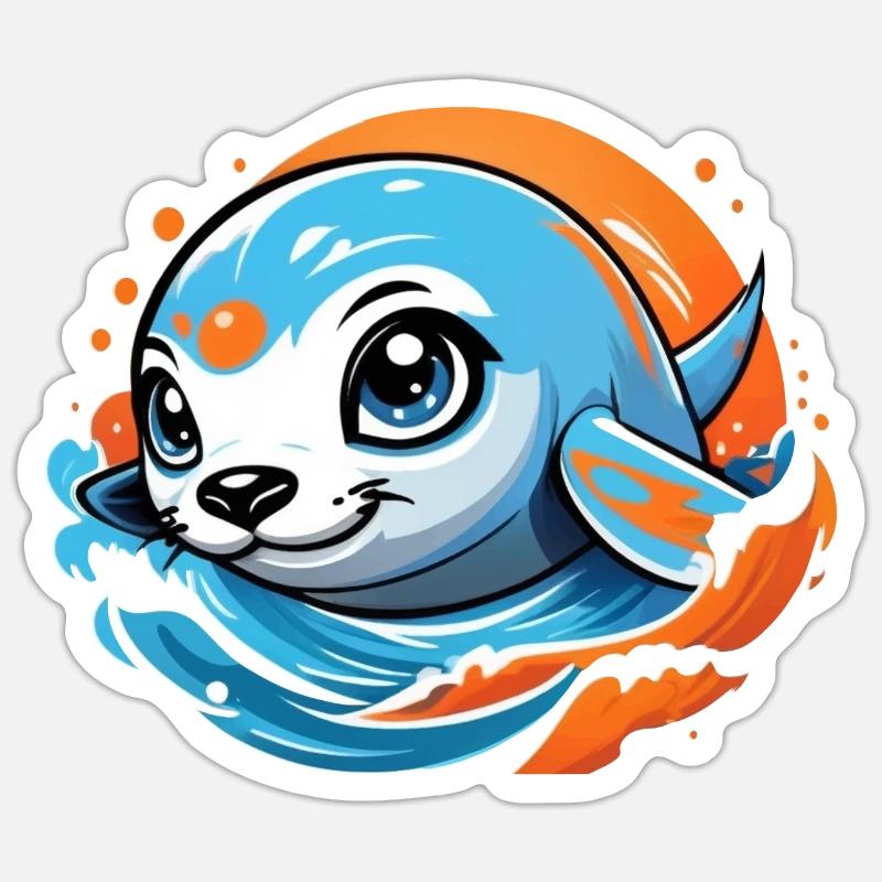 Mignon bébé phoque Sticker taille S (10 x 10 cm)