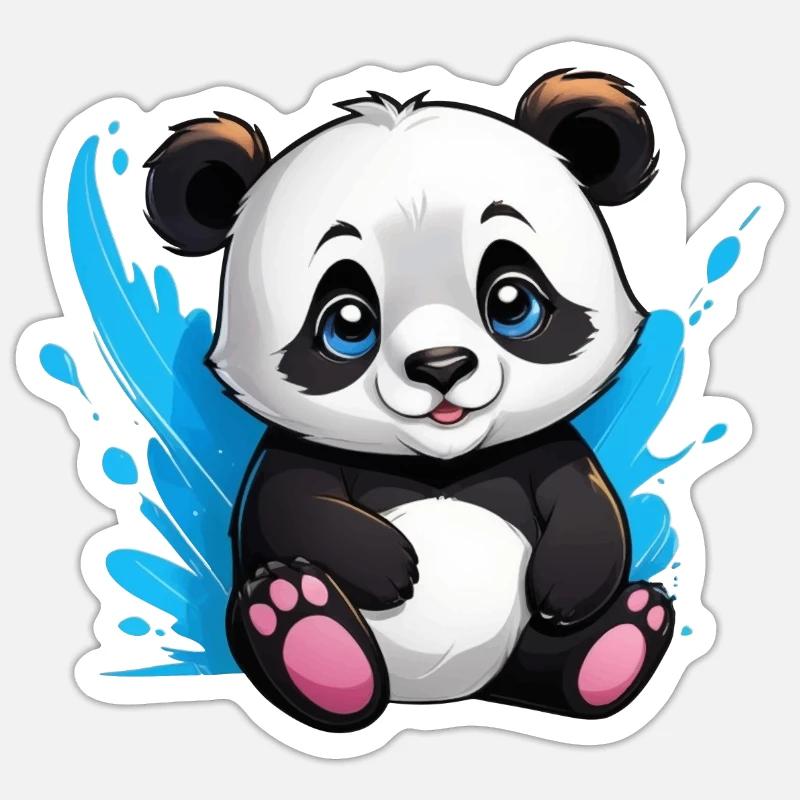 Panda Bär - Sticker Größe S (10 x 10 cm) - Mattweiß