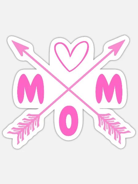 MOM-Herz-Kreuz-Pfeile - Sticker Größe S (10 x 10 cm) - Mattweiß