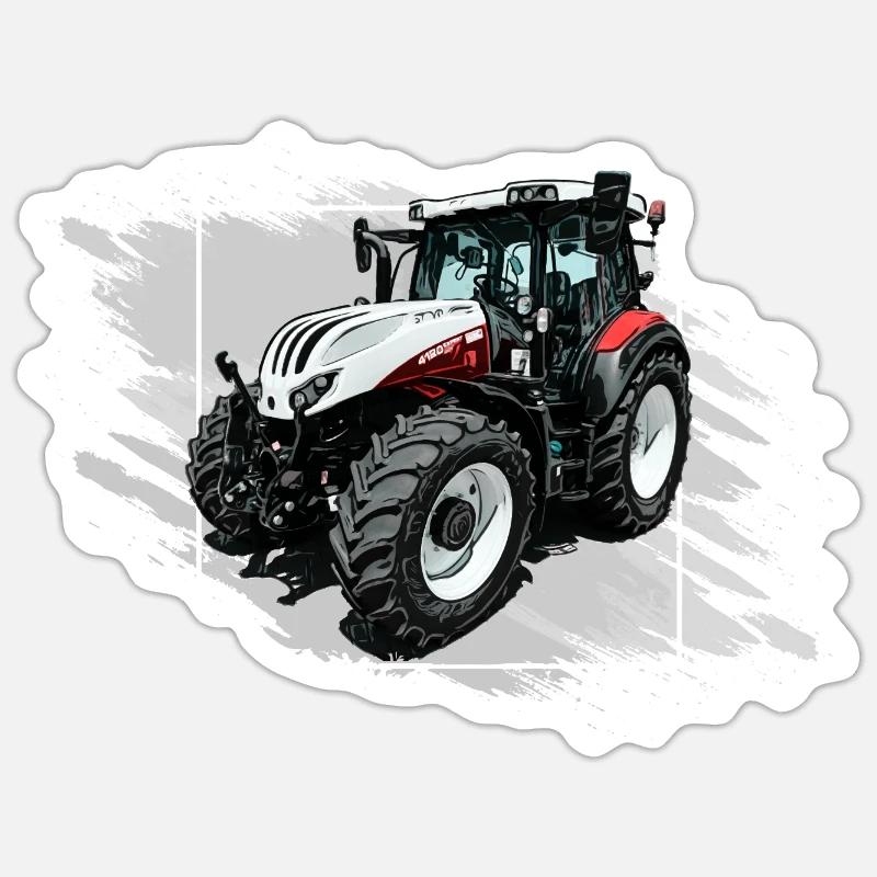 Steyr Tractor White - Sticker size S (10 x 10 cm) - white matte