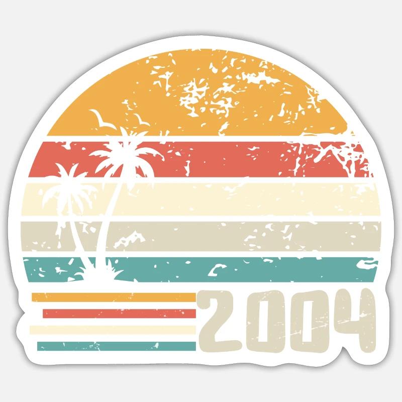 2004 Jubiläumsgeschenk - Made in 2004 Retro 2004 - Sticker Größe S (10 x 10 cm) - Mattweiß