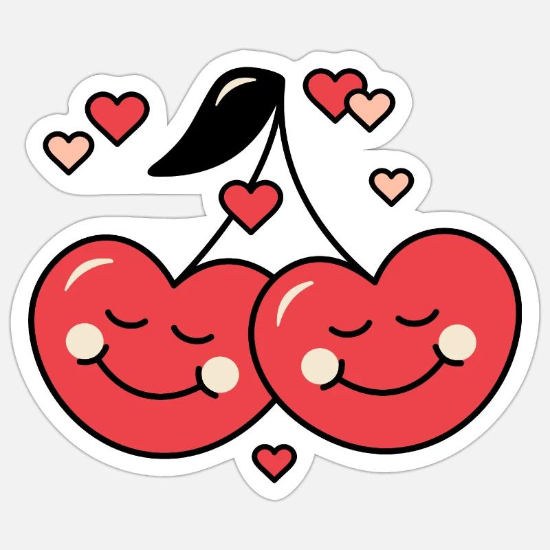 Kirsche und Liebe Sticker Größe S (10 x 10 cm)