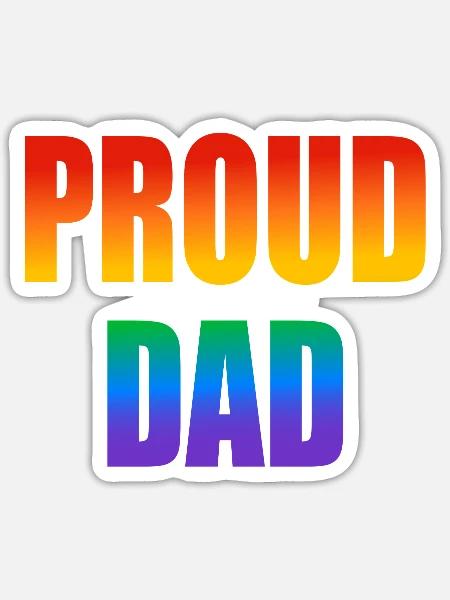 Stolzer Papa schwuler Regenbogen - Sticker Größe S (10 x 10 cm) - Mattweiß