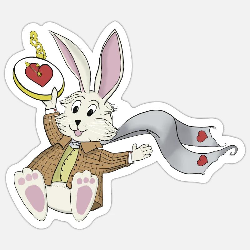 Lapin blanc Sticker taille S (10 x 10 cm)
