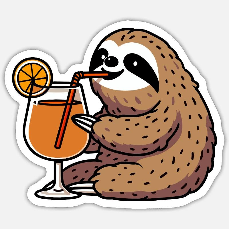 Faultier Aperitif Aperoli Spritz Campari Drink Sticker Größe S (10 x 10 cm)