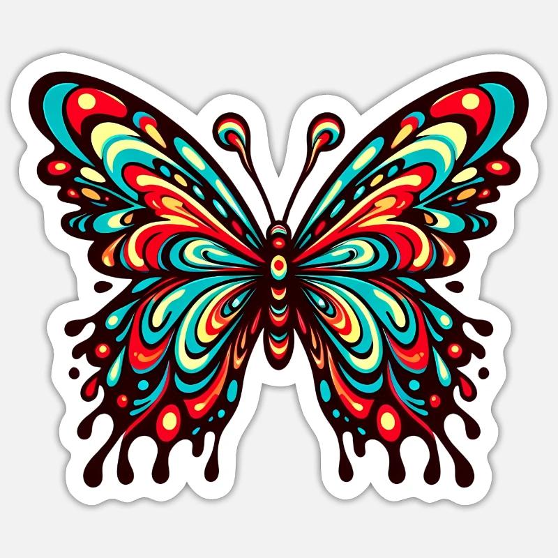 Vibrant Comic Butterfly - Sticker size S (10 x 10 cm) - white matte