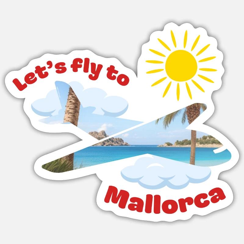 Let's fly to Mallorca - Sticker size S (10 x 10 cm) - white matte
