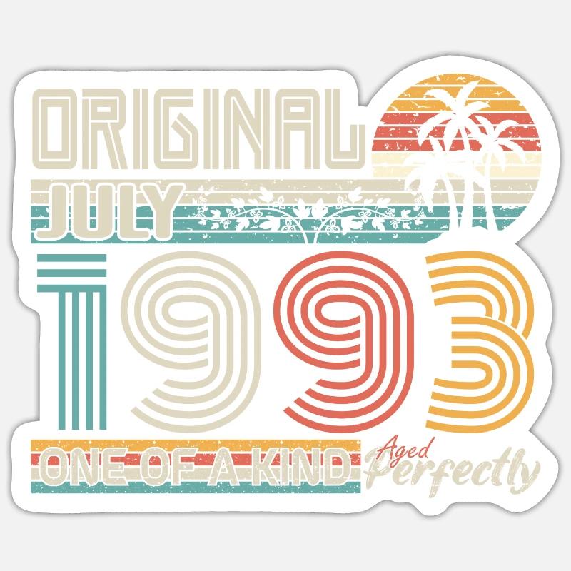 Juli 1993 Geburtstag Juli 1993 Geschenk - Sticker Größe S (10 x 10 cm) - Mattweiß