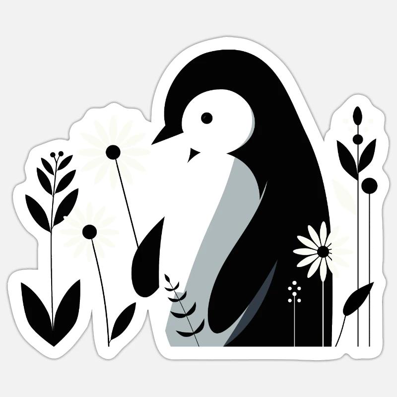 Pinguin mit Blumen Sticker Größe S (10 x 10 cm)