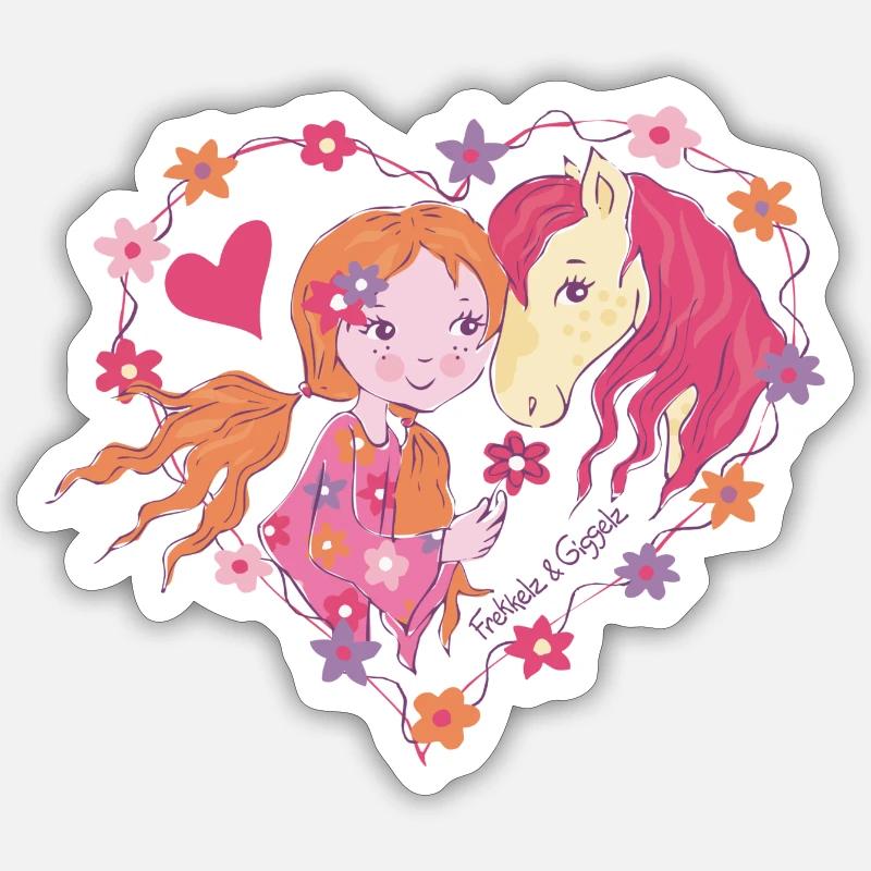Fille de cheval - Sticker taille S (10 x 10 cm) - blanc mat