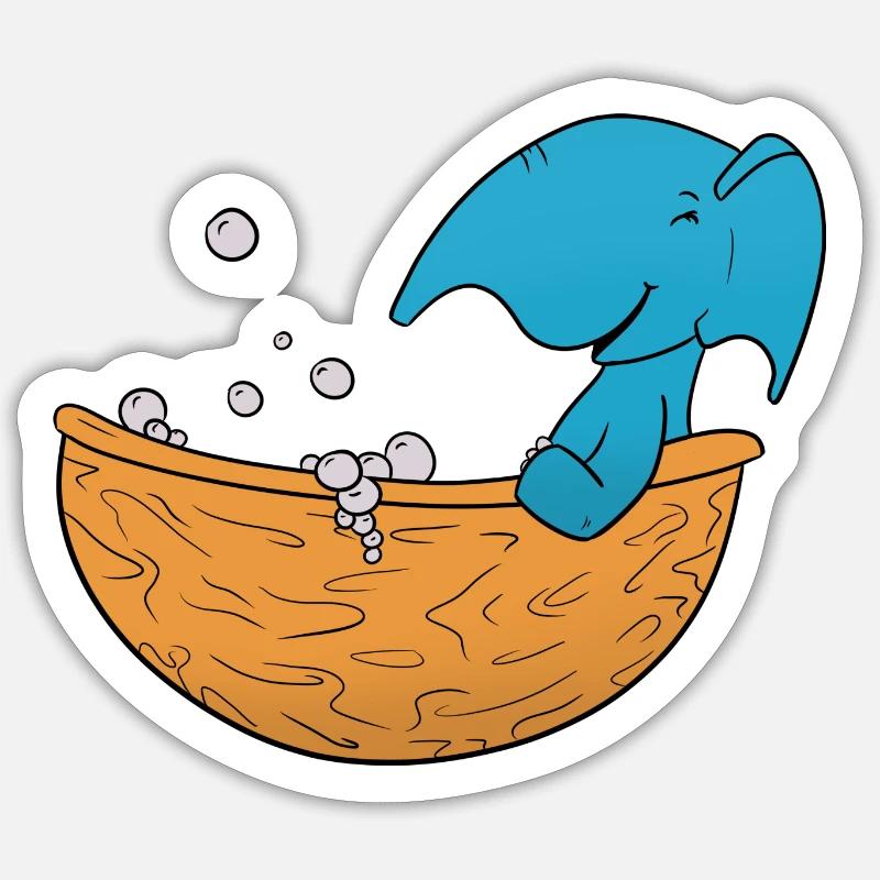 Bain d’éléphant - Sticker taille S (10 x 10 cm) - blanc mat