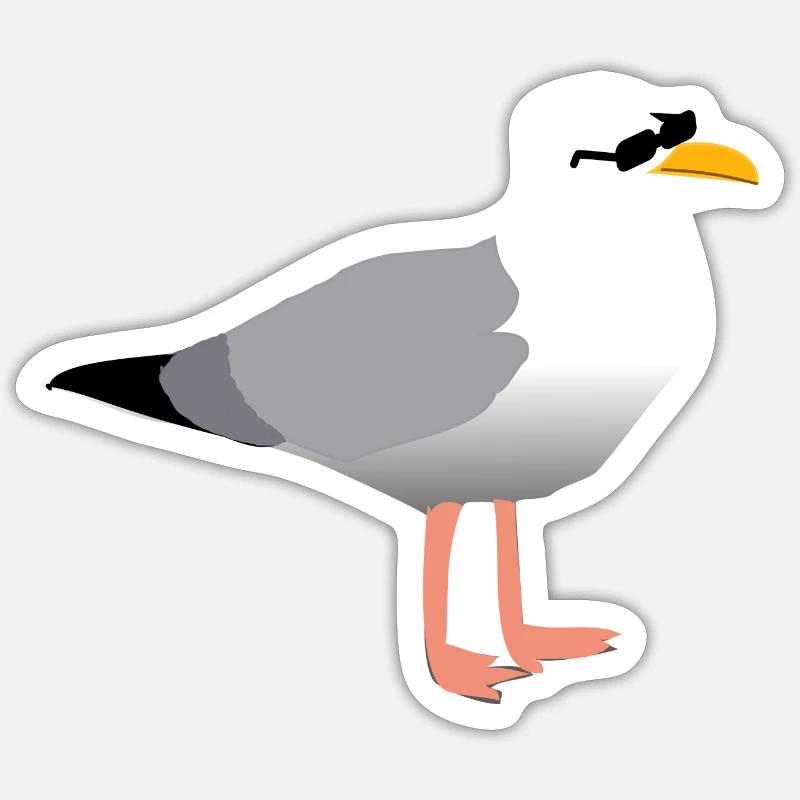 Coole Möwe - Sticker Größe S (10 x 10 cm) - Mattweiß