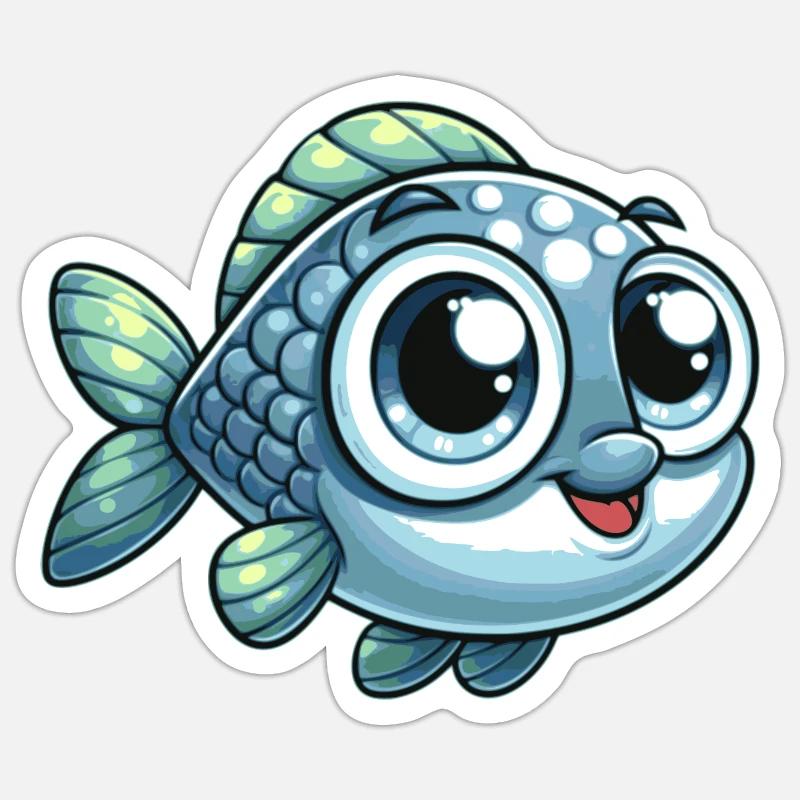 Poisson bleu Sticker taille S (10 x 10 cm)