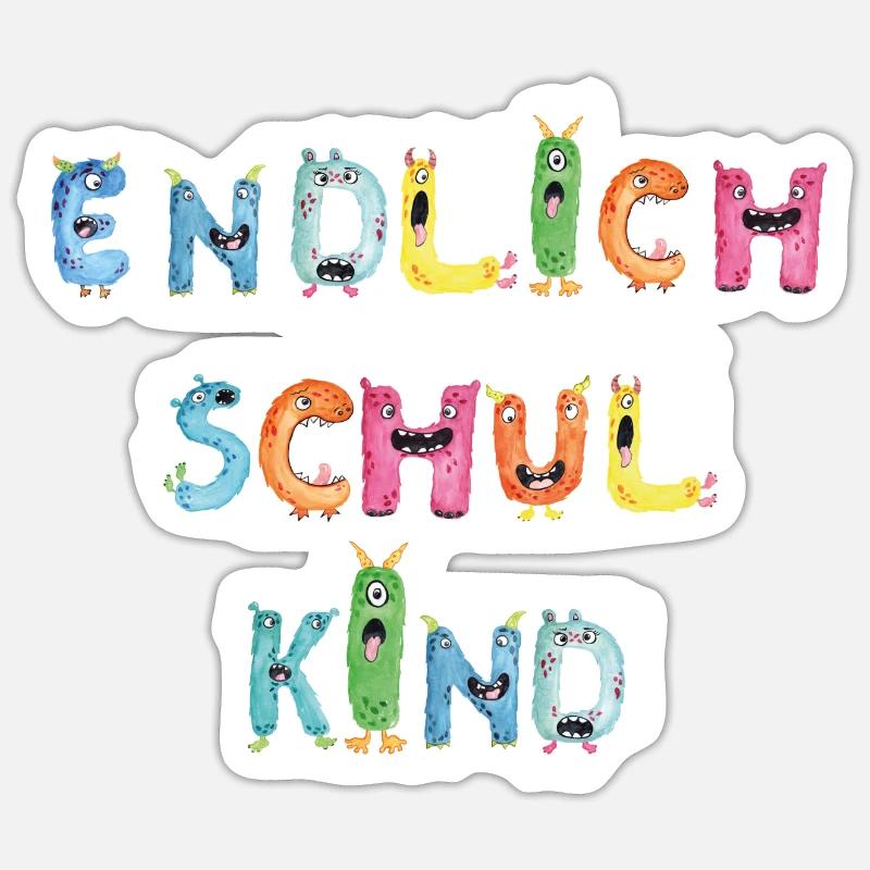 Monster Kids Endlich Schulkind Einschulung - Sticker Größe S (10 x 10 cm) - Mattweiß