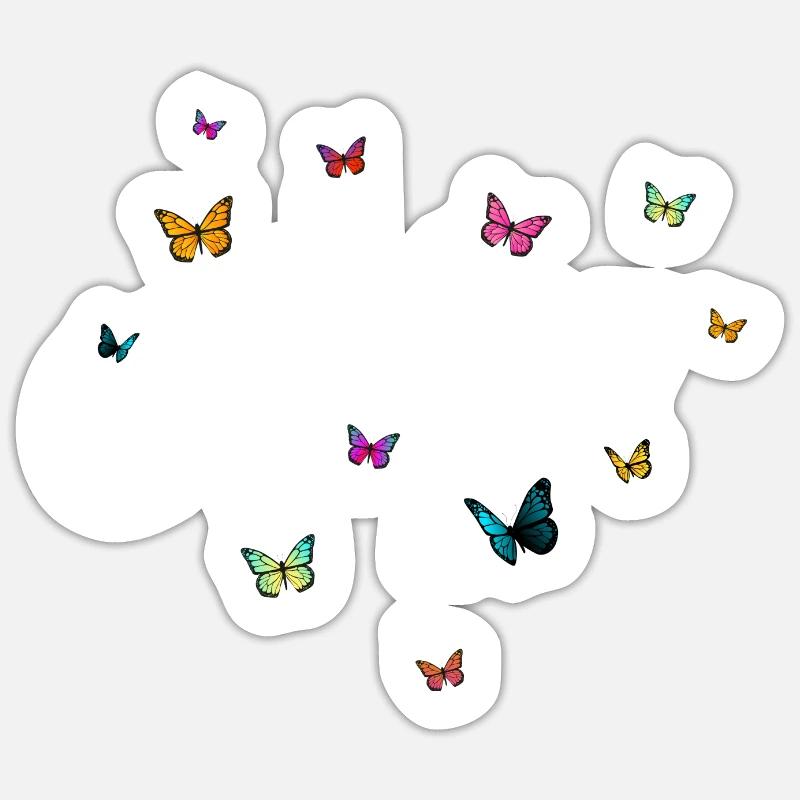 MILENA - Mädchen Name mit bunten Schmetterlingen - Sticker Größe S (10 x 10 cm) - Mattweiß