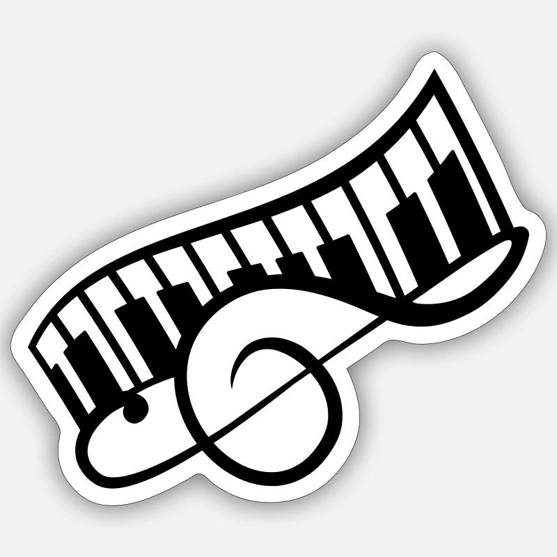 Clé de musique Note Piano Keybord Piano Sticker taille S (10 x 10 cm)