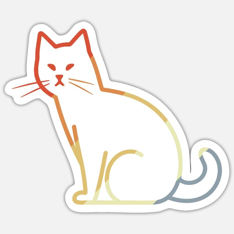 Katze Retro Sticker Größe S (10 x 10 cm)