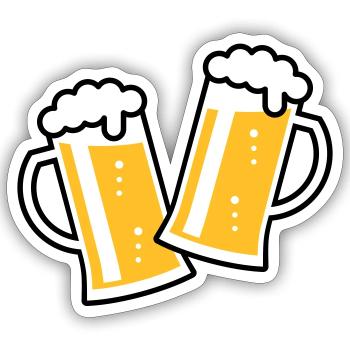 2 chopes à bière Toast (bière / chope à bière / 2C) - Sticker taille S (10 x 10 cm) - blanc mat - Devant
