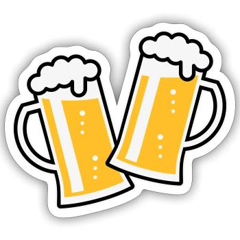 2 chopes à bière Toast (bière / chope à bière / 3C) - Sticker taille S (10 x 10 cm) - blanc mat - Devant