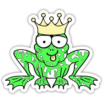 Prince Charmant Grenouille Roi - Sticker taille S (10 x 10 cm) - blanc mat - Devant