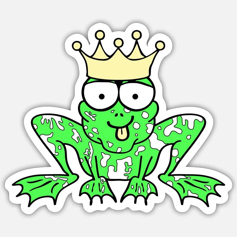 Prince Charmant Grenouille Roi - Sticker taille S (10 x 10 cm) - blanc mat