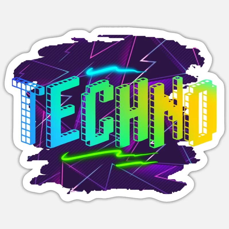 Techno - Sticker size S (10 x 10 cm) - white matte