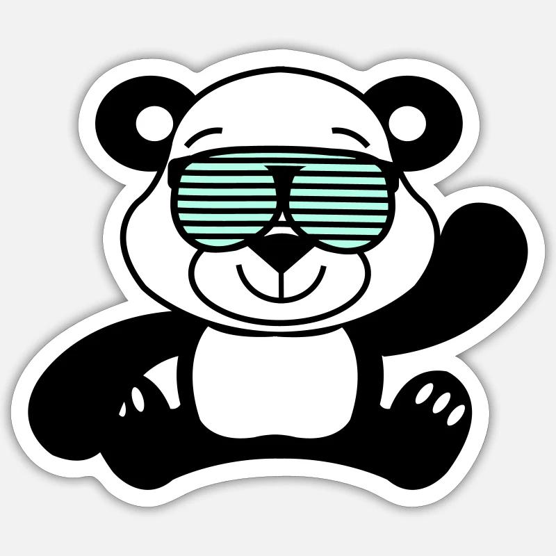 Panda Ours Cool - Sticker taille S (10 x 10 cm) - blanc mat
