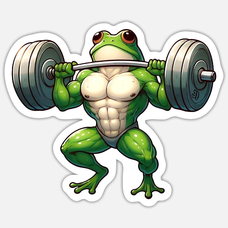 Grenouille Athlétique Déterminée - Sticker taille S (10 x 10 cm) - blanc mat