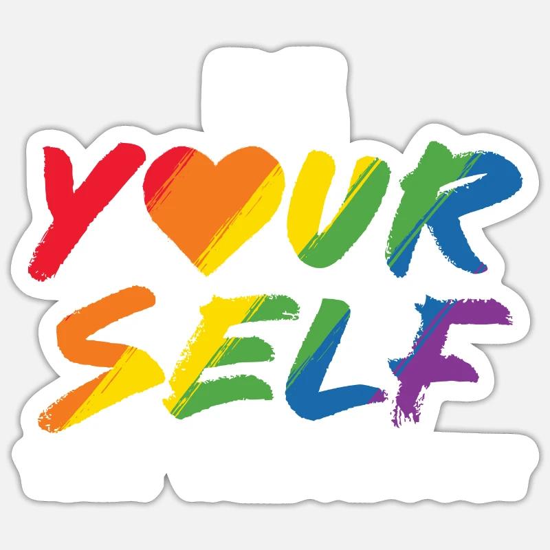 Sei Du selbst / Christopher street day CSD Pride - Sticker Größe S (10 x 10 cm) - Mattweiß