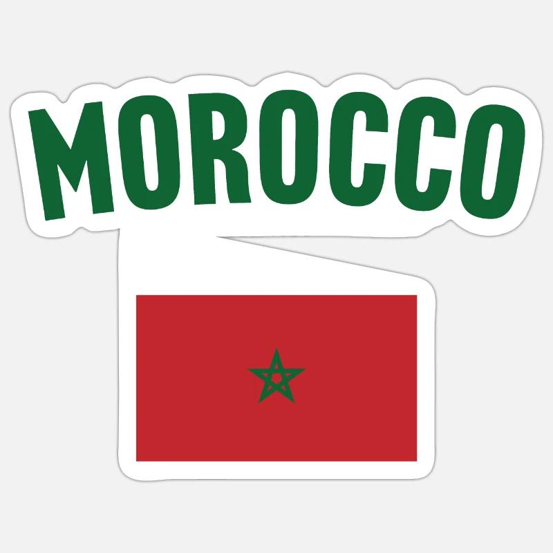 Drapeau du Maroc - Sticker taille S (10 x 10 cm) - blanc mat