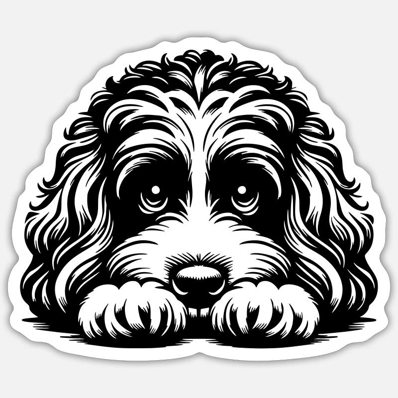 Cavapoo Head with Paws - Sticker size S (10 x 10 cm) - white matte