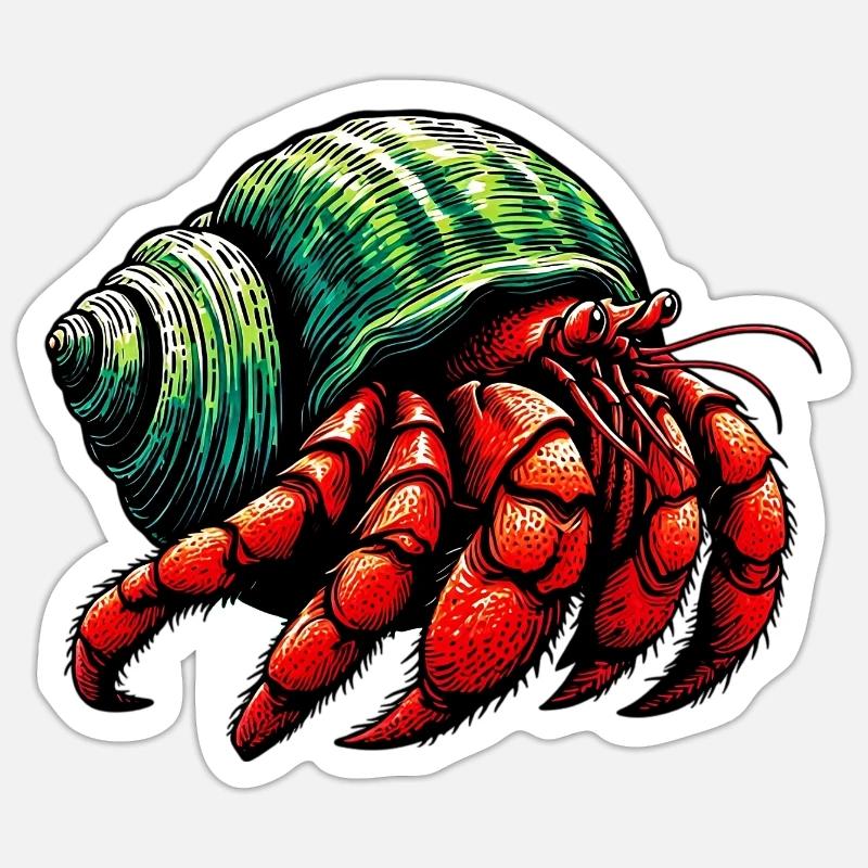 Hermit crab - Sticker size S (10 x 10 cm) - white matte