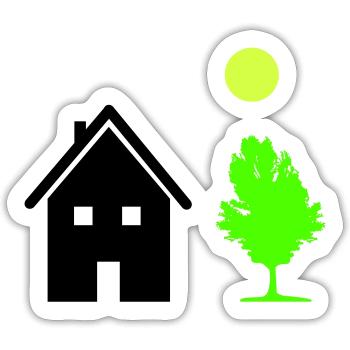 haus baum - Sticker Größe S (10 x 10 cm) - Mattweiß - Vorne
