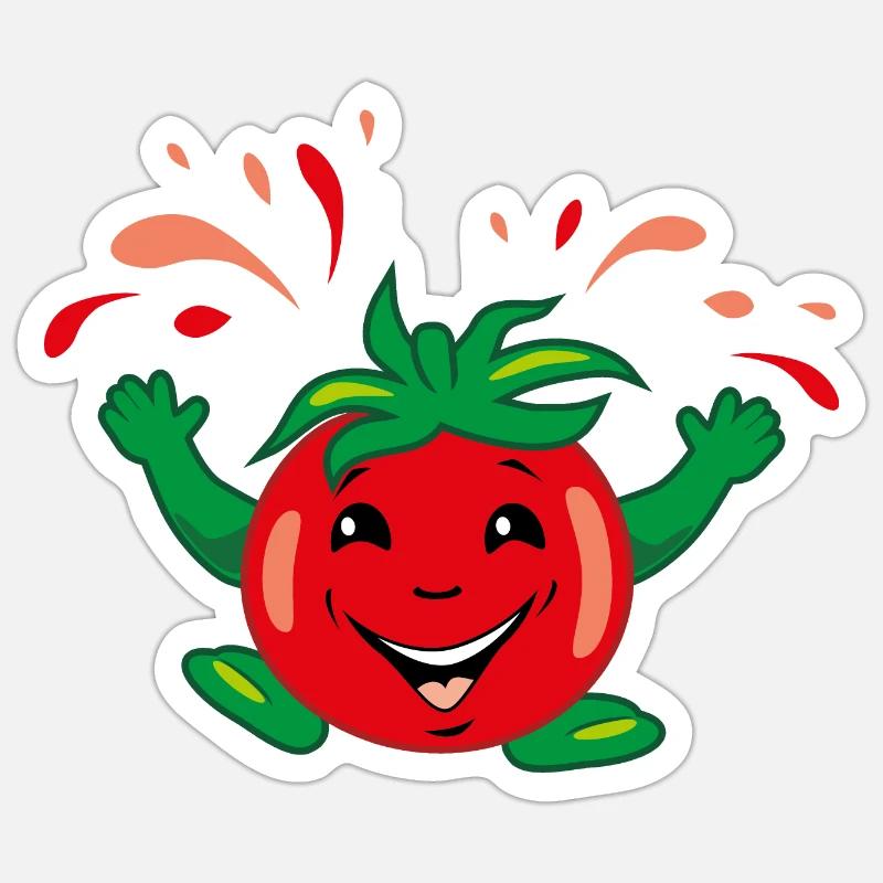Cartoonhafte saftige Tomate - Sticker Größe S (10 x 10 cm) - Mattweiß