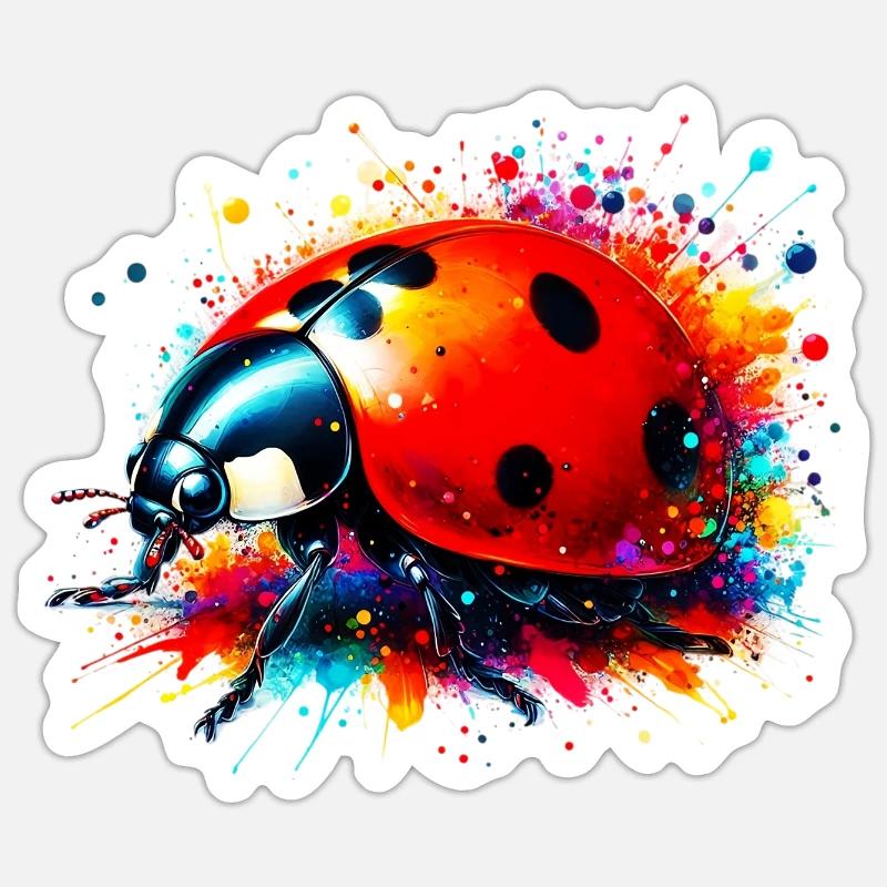 Marienkäfer - Sticker Größe S (10 x 10 cm) - Mattweiß