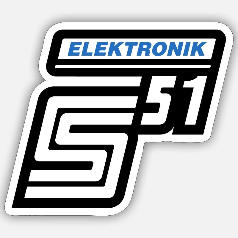 Simson S51 Elektronik Emblem (Farben änderbar) - Sticker Größe S (10 x 10 cm) - Mattweiß