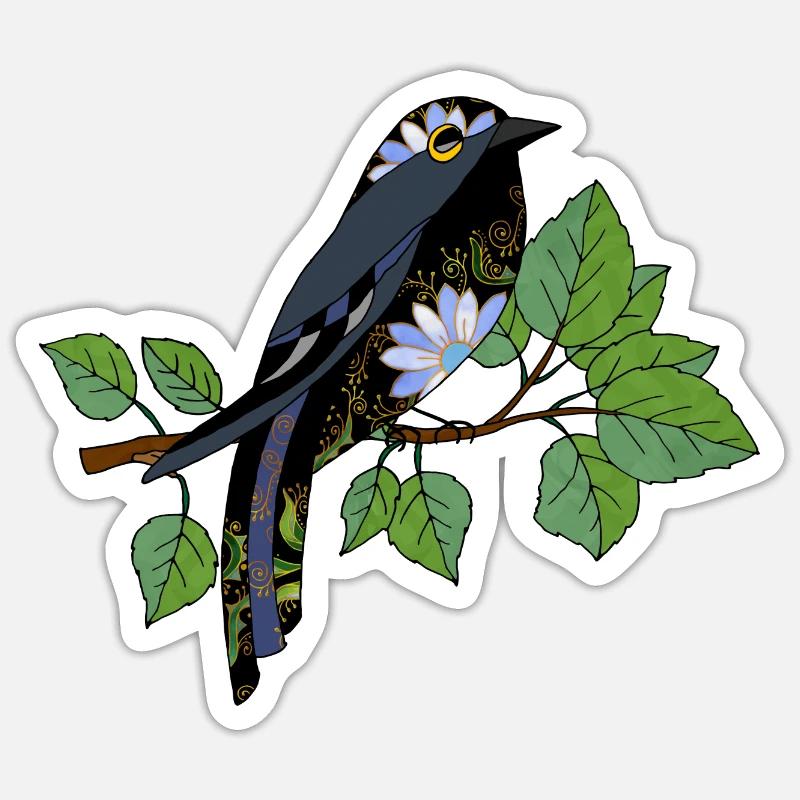Bunter Vogel - Sticker Größe S (10 x 10 cm) - Mattweiß