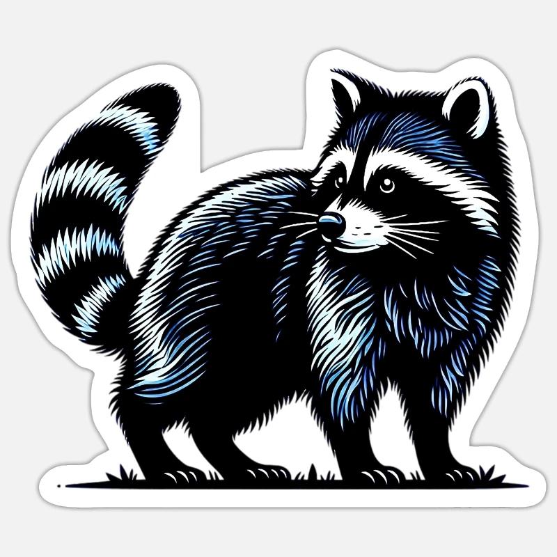 Waschbär - Sticker Größe S (10 x 10 cm) - Mattweiß