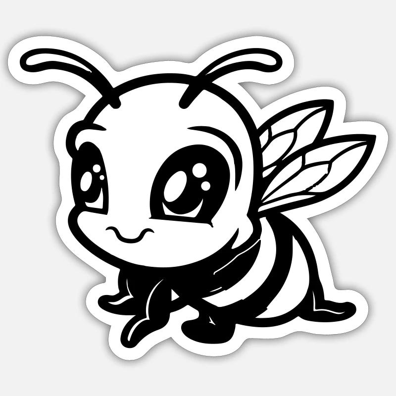 Abeille Bumblebee Bande dessinée - Sticker taille S (10 x 10 cm) - blanc mat