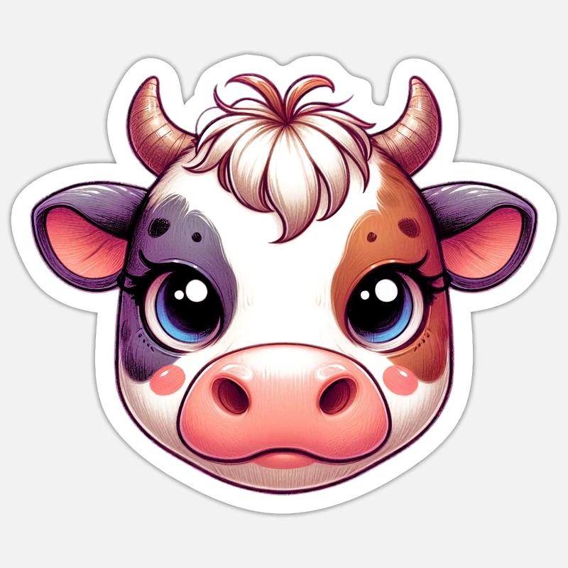 Kuh - Sticker Größe S (10 x 10 cm) - Mattweiß