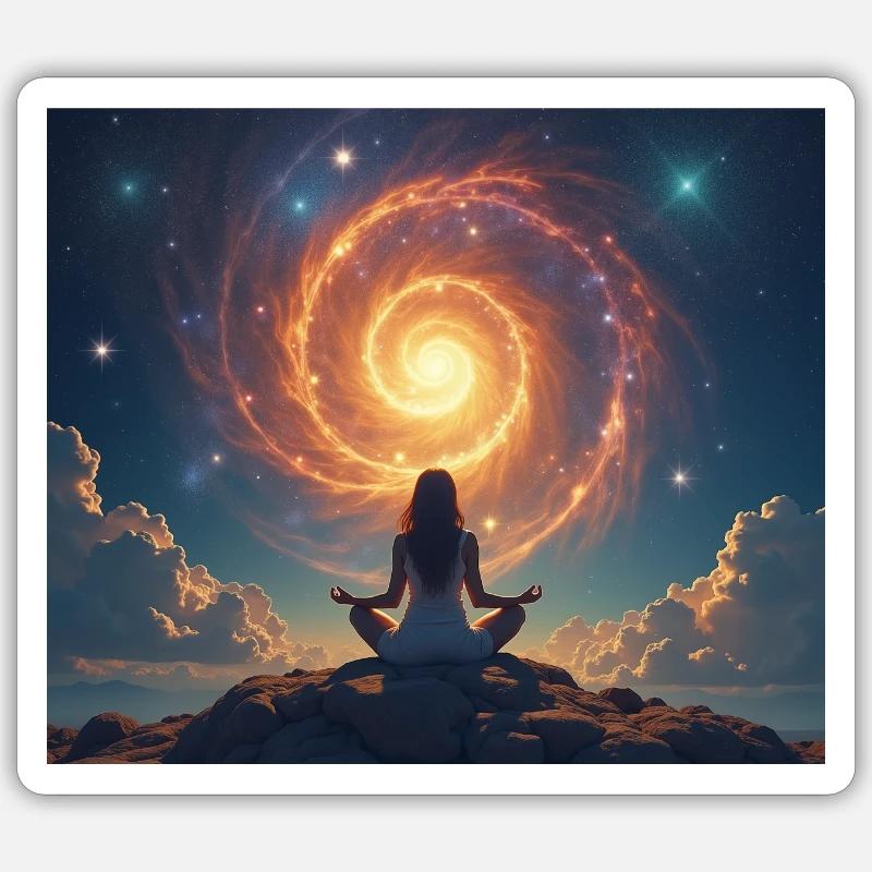 Kosmische Meditation - Sticker Größe S (10 x 10 cm) - Mattweiß