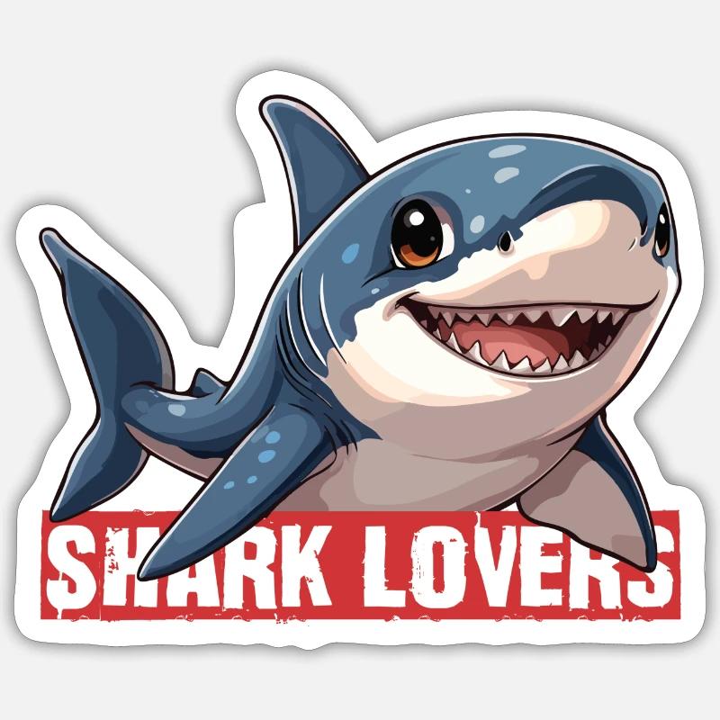 shark lovers - Sticker size S (10 x 10 cm) - white matte