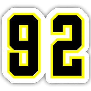 92 Number Jersey - Sticker size S (10 x 10 cm) - white matte - Front